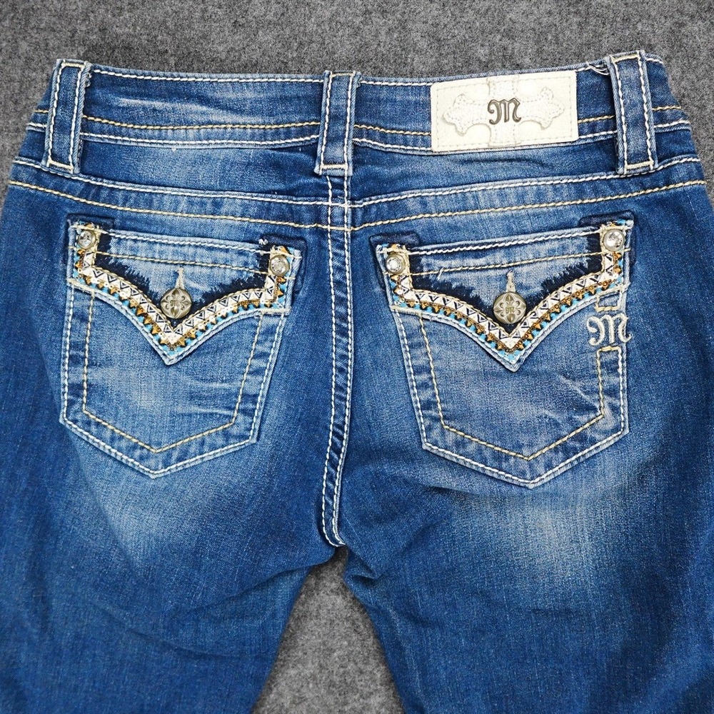 Miss Me Signature Capri Jeans Womens‎ 27 Blue Embellished Flap Pocket Bling Y2K